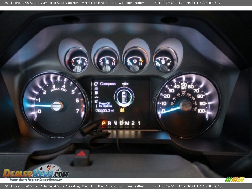 2011 Ford F250 Super Duty Lariat SuperCab 4x4 Vermillion Red / Black Two Tone Leather Photo #28