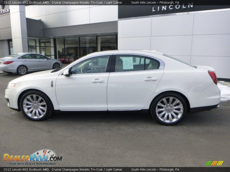 2012 Lincoln MKS EcoBoost AWD Crystal Champagne Metallic Tri-Coat / Light Camel Photo #2