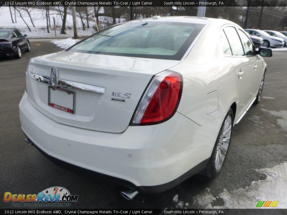 2012 Lincoln MKS EcoBoost AWD Crystal Champagne Metallic Tri-Coat / Light Camel Photo #5