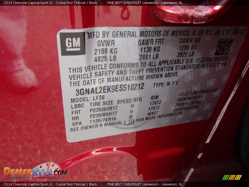 2014 Chevrolet Captiva Sport LS Crystal Red Tintcoat / Black Photo #28