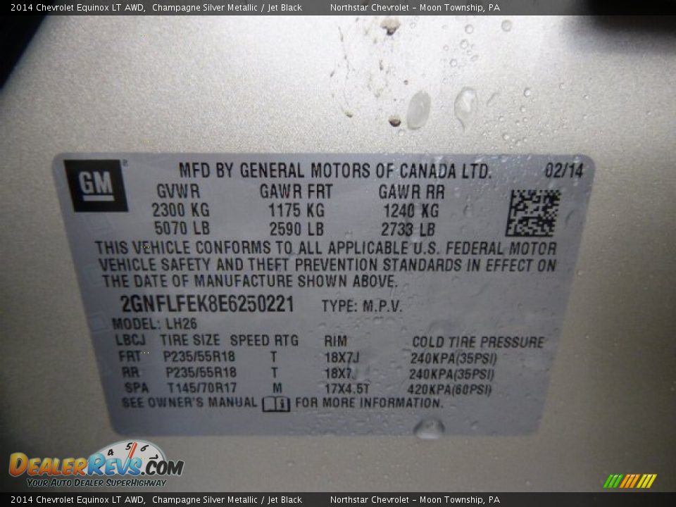 2014 Chevrolet Equinox LT AWD Champagne Silver Metallic / Jet Black Photo #20