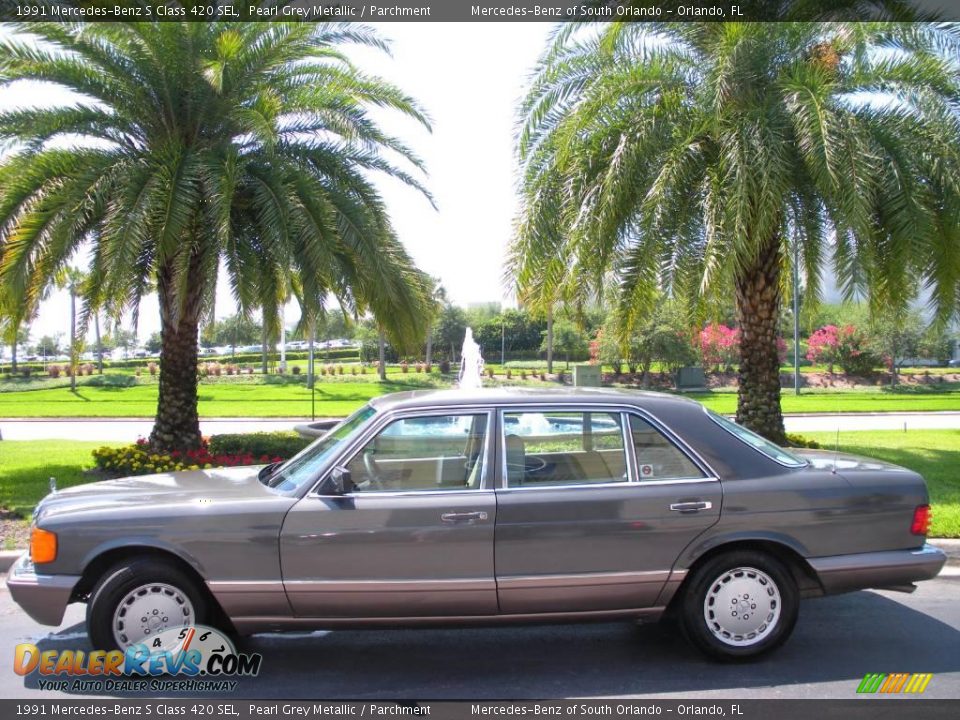 1991 Mercedes-Benz S Class 420 SEL Pearl Grey Metallic / Parchment Photo #1
