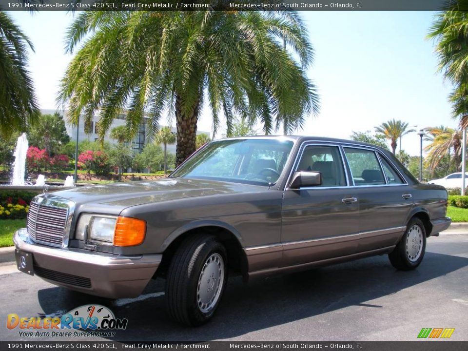 1991 Mercedes-Benz S Class 420 SEL Pearl Grey Metallic / Parchment Photo #2