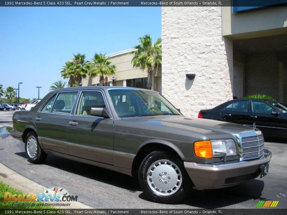 1991 Mercedes-Benz S Class 420 SEL Pearl Grey Metallic / Parchment Photo #4