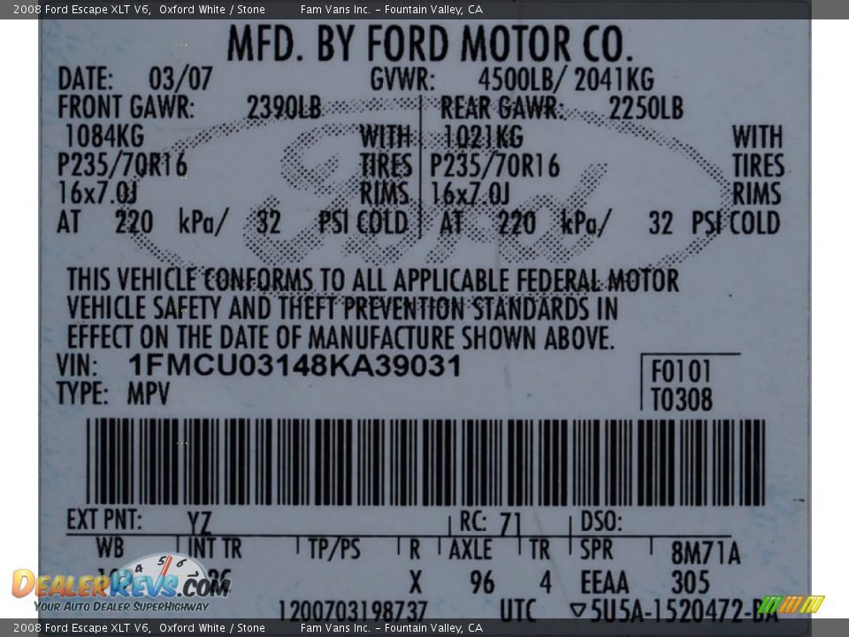 2008 Ford Escape XLT V6 Oxford White / Stone Photo #9