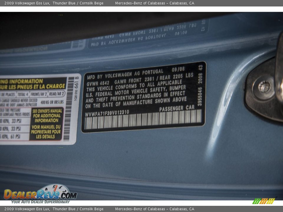 2009 Volkswagen Eos Lux Thunder Blue / Cornsilk Beige Photo #19