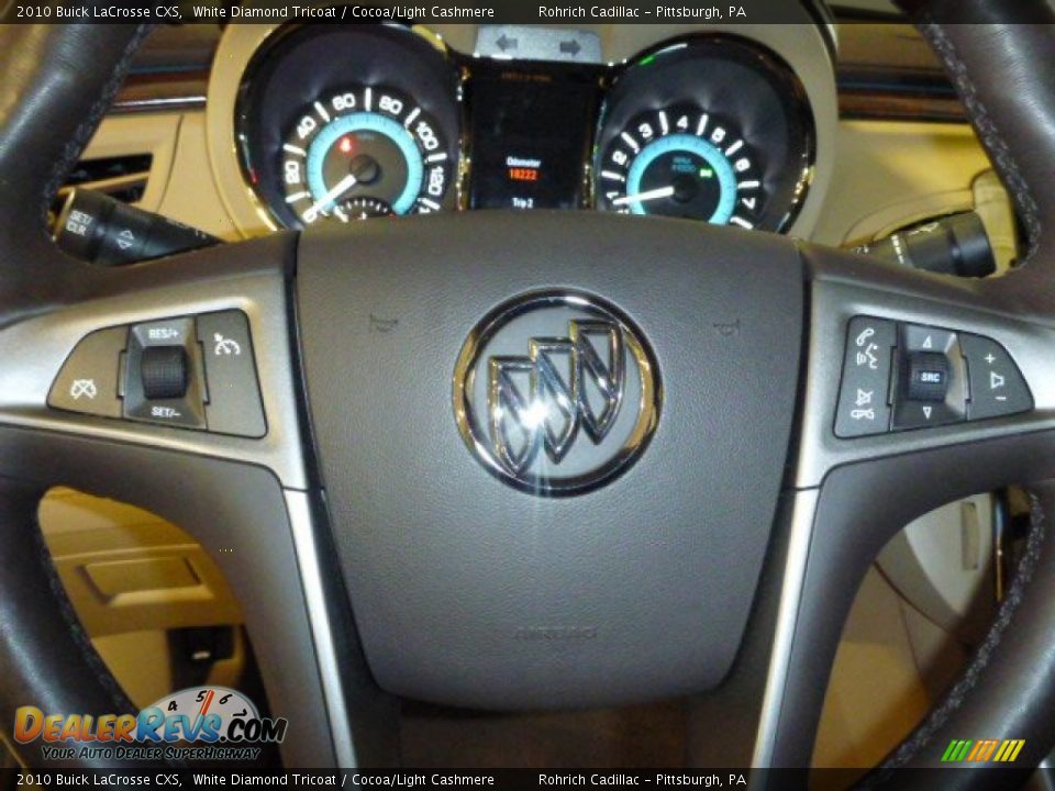 2010 Buick LaCrosse CXS White Diamond Tricoat / Cocoa/Light Cashmere Photo #21