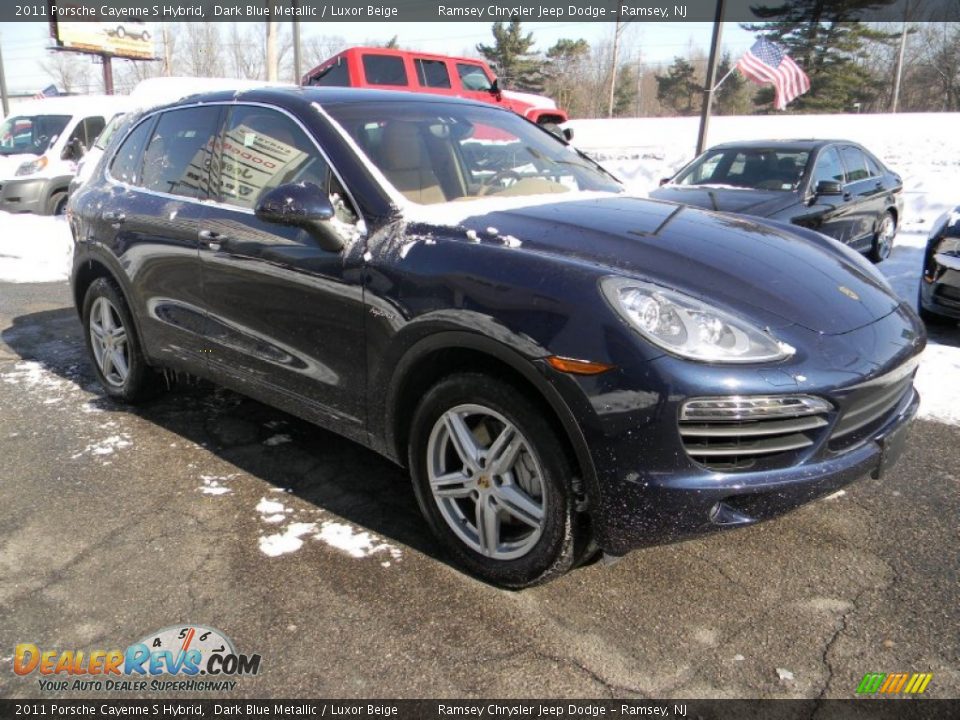 2011 Porsche Cayenne S Hybrid Dark Blue Metallic / Luxor Beige Photo #4