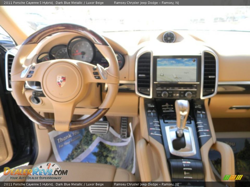 2011 Porsche Cayenne S Hybrid Dark Blue Metallic / Luxor Beige Photo #12