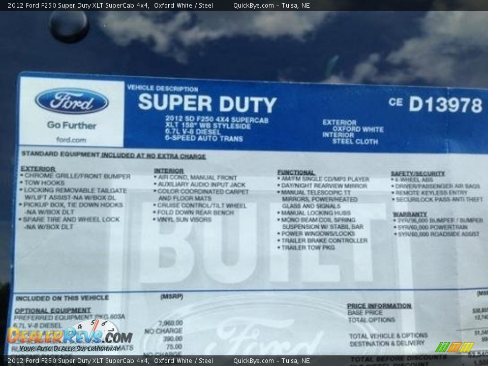 2012 Ford F250 Super Duty XLT SuperCab 4x4 Oxford White / Steel Photo #11