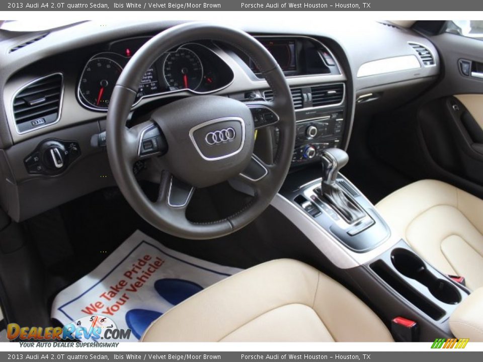 2013 Audi A4 2.0T quattro Sedan Ibis White / Velvet Beige/Moor Brown Photo #13