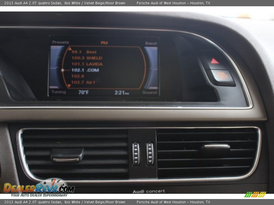2013 Audi A4 2.0T quattro Sedan Ibis White / Velvet Beige/Moor Brown Photo #21