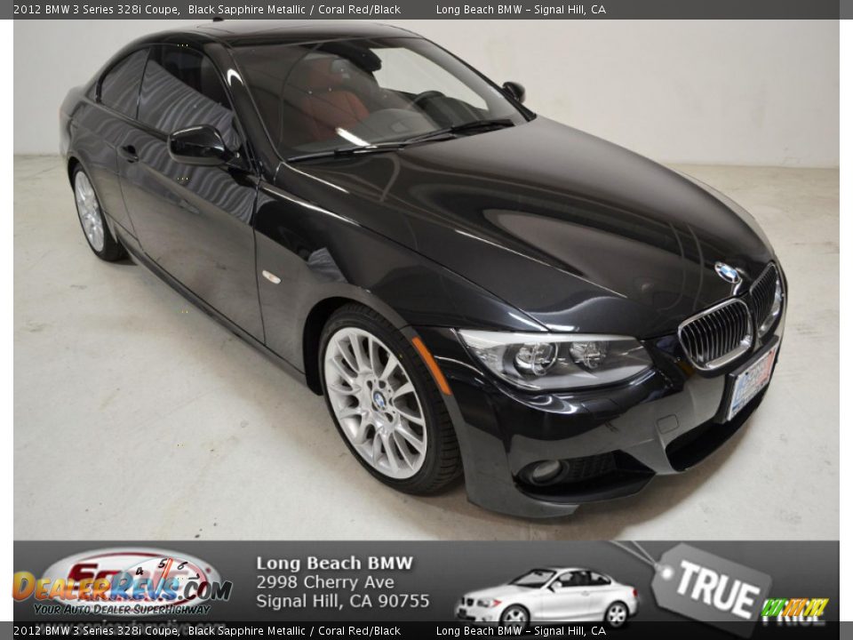 2012 BMW 3 Series 328i Coupe Black Sapphire Metallic / Coral Red/Black Photo #1
