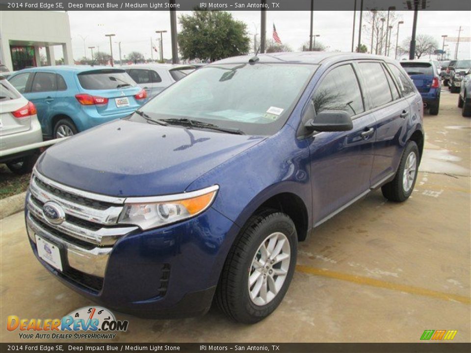 2014 Ford Edge SE Deep Impact Blue / Medium Light Stone Photo #3