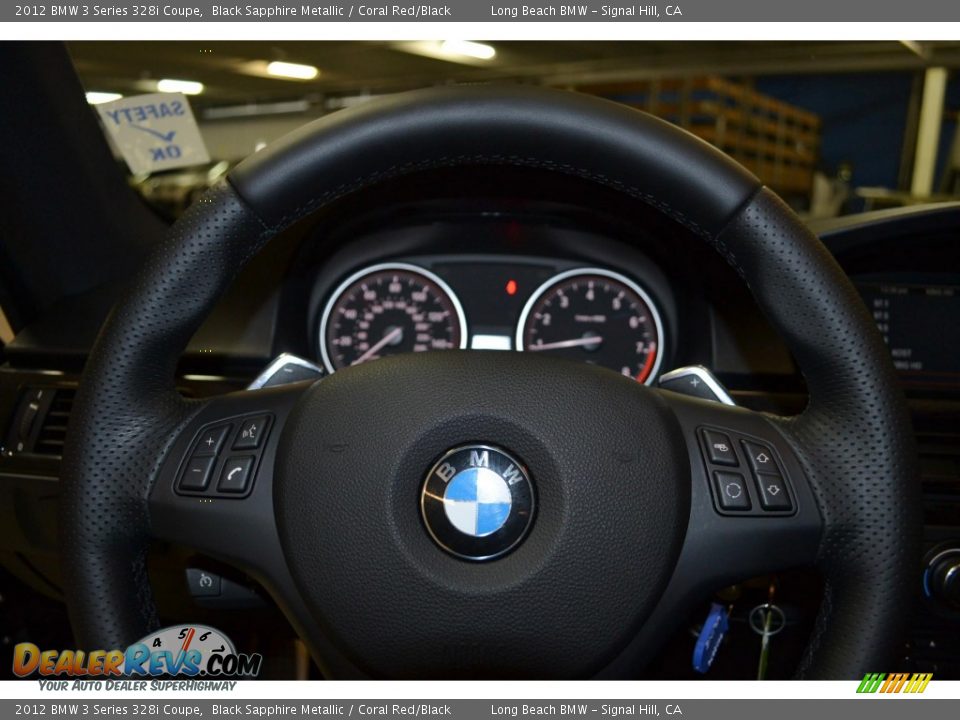 2012 BMW 3 Series 328i Coupe Black Sapphire Metallic / Coral Red/Black Photo #22