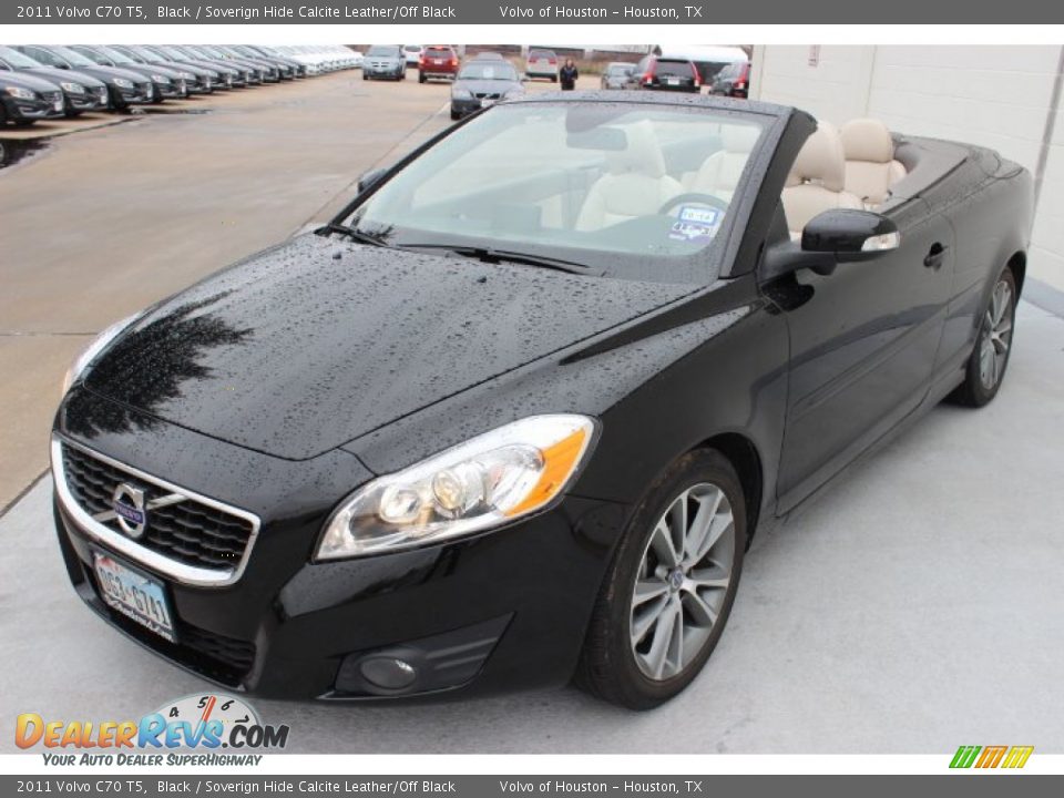 2011 Volvo C70 T5 Black / Soverign Hide Calcite Leather/Off Black Photo #3