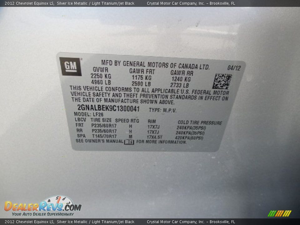 2012 Chevrolet Equinox LS Silver Ice Metallic / Light Titanium/Jet Black Photo #23