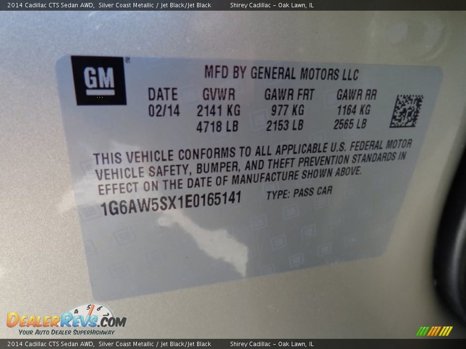 2014 Cadillac CTS Sedan AWD Silver Coast Metallic / Jet Black/Jet Black Photo #14