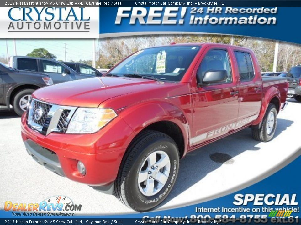 2013 Nissan Frontier SV V6 Crew Cab 4x4 Cayenne Red / Steel Photo #1