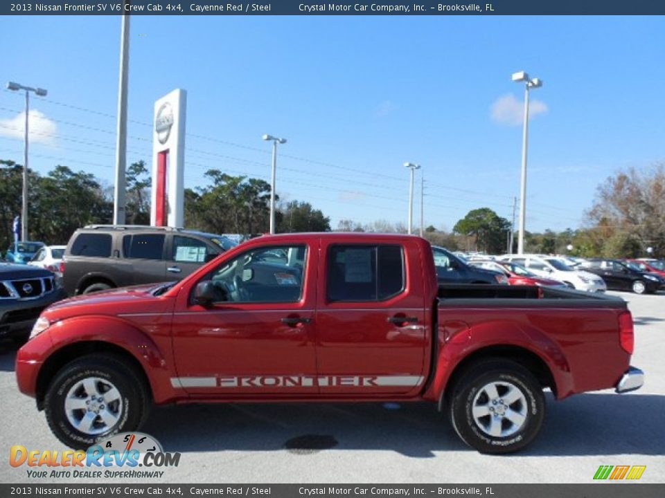 2013 Nissan Frontier SV V6 Crew Cab 4x4 Cayenne Red / Steel Photo #2