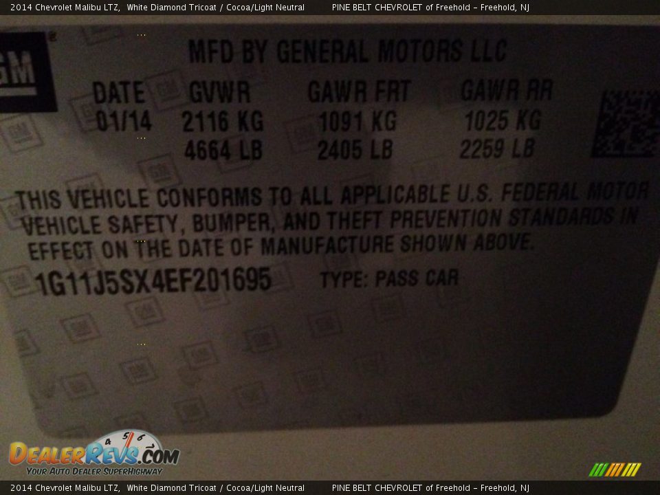 2014 Chevrolet Malibu LTZ White Diamond Tricoat / Cocoa/Light Neutral Photo #9