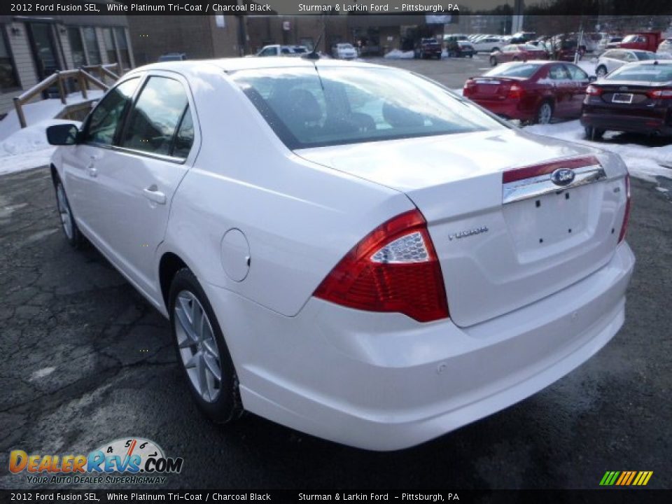 2012 Ford Fusion SEL White Platinum Tri-Coat / Charcoal Black Photo #4