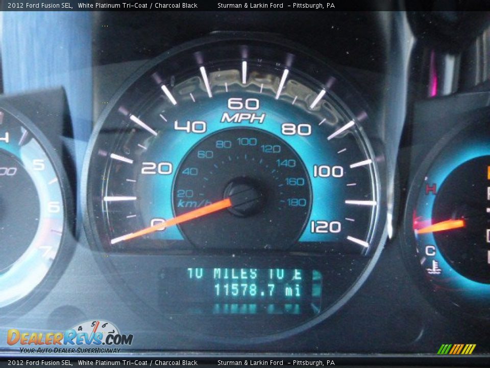 2012 Ford Fusion SEL White Platinum Tri-Coat / Charcoal Black Photo #15