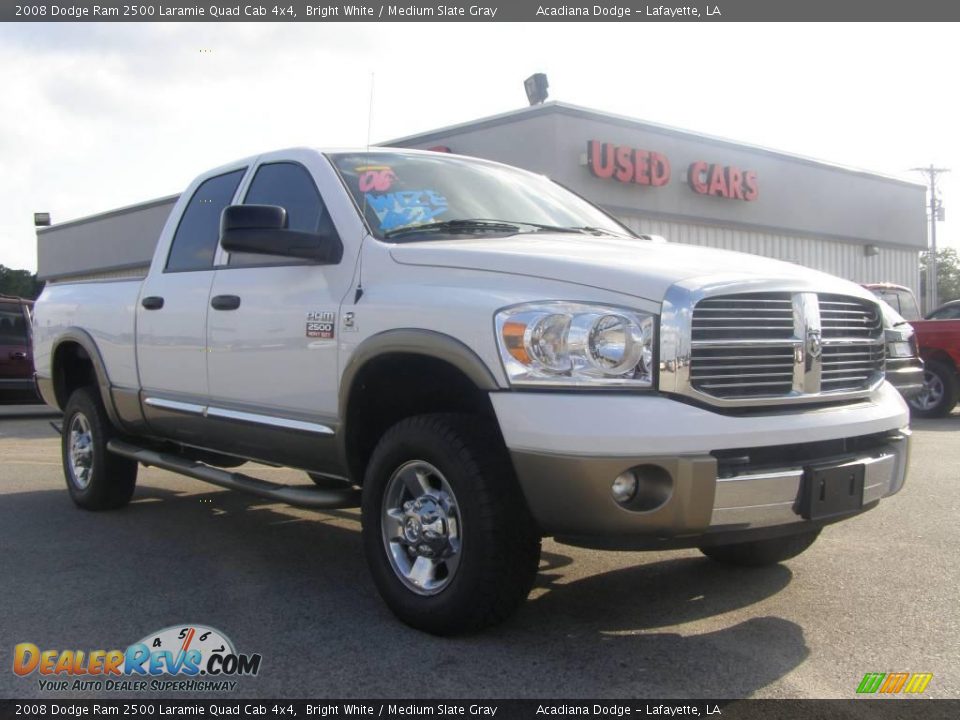 2008 Dodge Ram 2500 Laramie Quad Cab 4x4 Bright White / Medium Slate Gray Photo #1