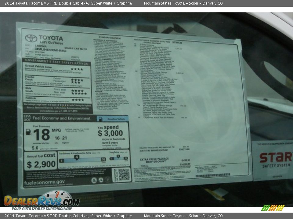 2014 Toyota Tacoma V6 TRD Double Cab 4x4 Super White / Graphite Photo #10