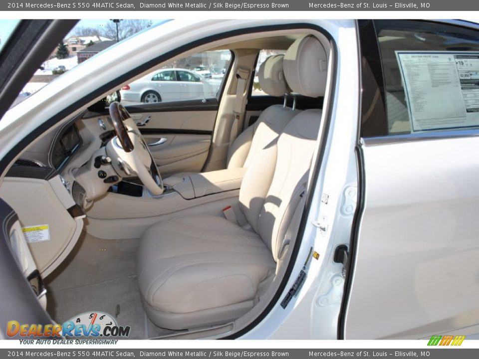 Silk Beige/Espresso Brown Interior - 2014 Mercedes-Benz S 550 4MATIC Sedan Photo #4
