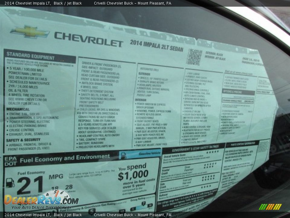 2014 Chevrolet Impala LT Black / Jet Black Photo #6