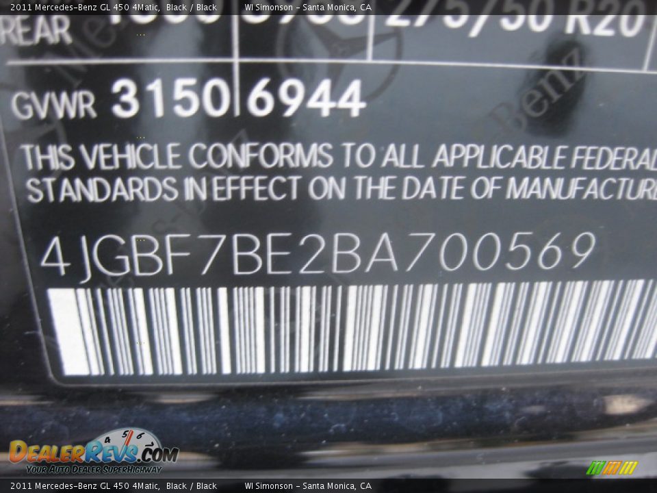 2011 Mercedes-Benz GL 450 4Matic Black / Black Photo #25