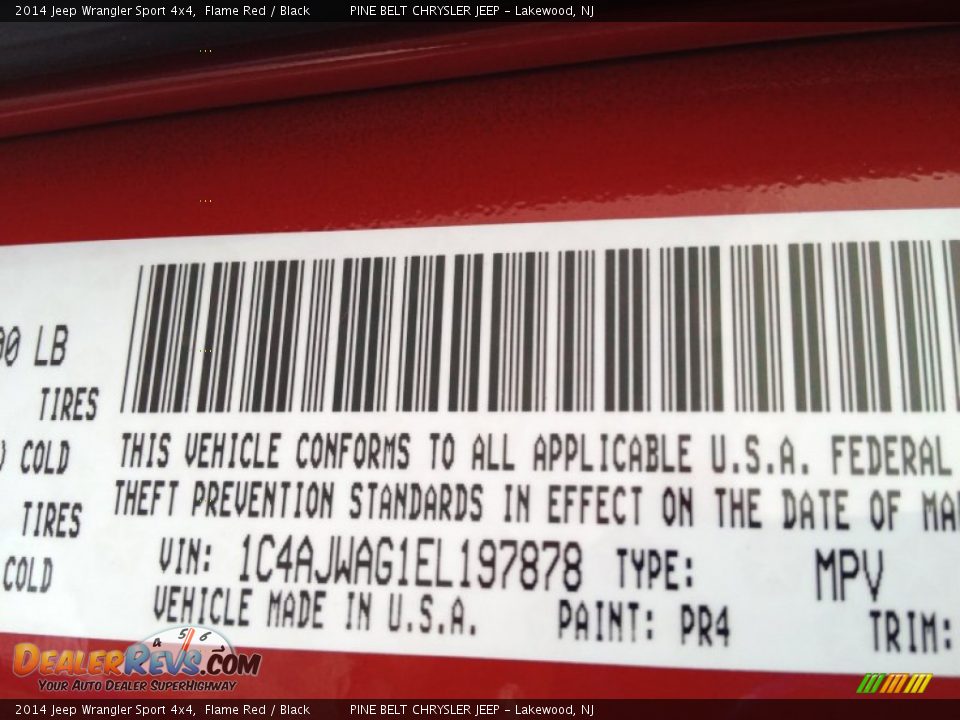 2014 Jeep Wrangler Sport 4x4 Flame Red / Black Photo #8