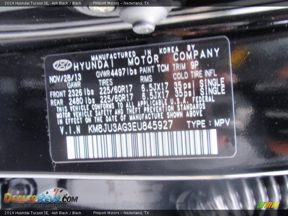 2014 Hyundai Tucson SE Ash Black / Black Photo #32