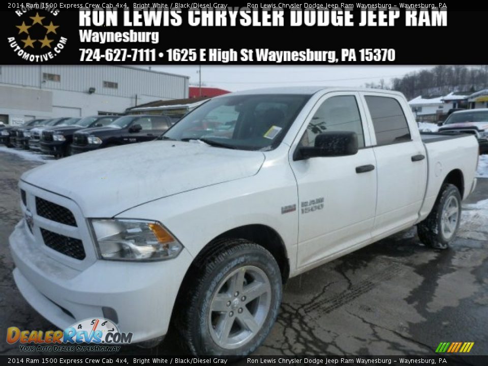 2014 Ram 1500 Express Crew Cab 4x4 Bright White / Black/Diesel Gray Photo #1