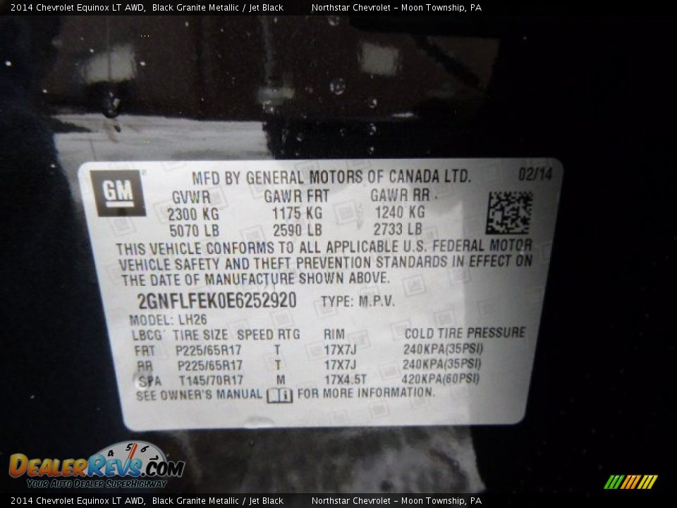 2014 Chevrolet Equinox LT AWD Black Granite Metallic / Jet Black Photo #20