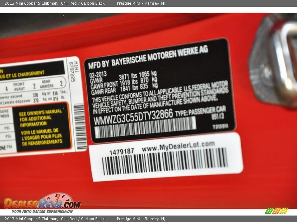 2013 Mini Cooper S Clubman Chili Red / Carbon Black Photo #26