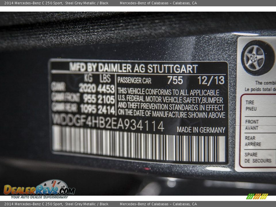 2014 Mercedes-Benz C 250 Sport Steel Grey Metallic / Black Photo #7