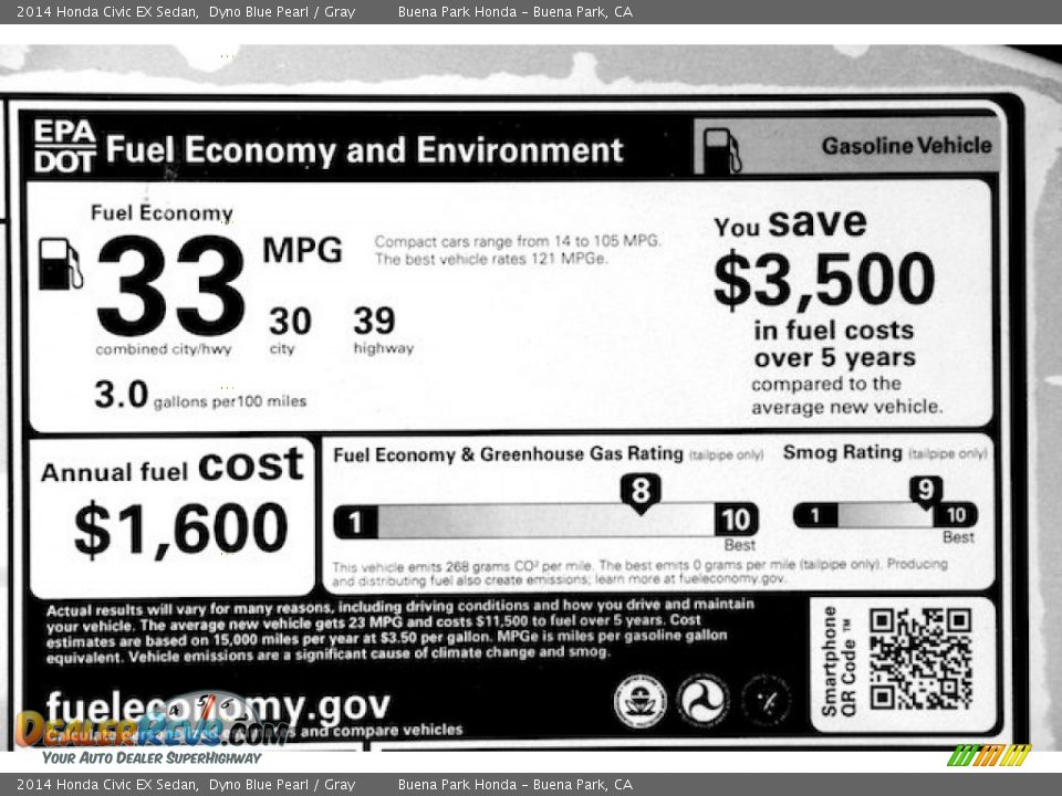 2014 Honda Civic EX Sedan Dyno Blue Pearl / Gray Photo #20