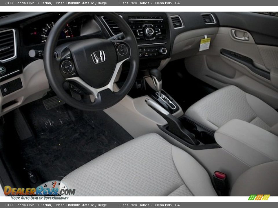 2014 Honda Civic LX Sedan Urban Titanium Metallic / Beige Photo #11