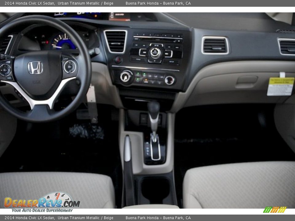 2014 Honda Civic LX Sedan Urban Titanium Metallic / Beige Photo #15