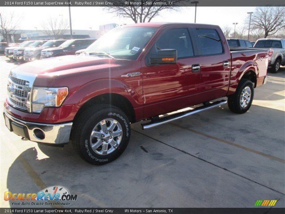2014 Ford F150 Lariat SuperCrew 4x4 Ruby Red / Steel Grey Photo #2