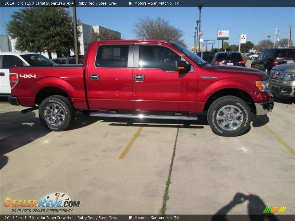 2014 Ford F150 Lariat SuperCrew 4x4 Ruby Red / Steel Grey Photo #5
