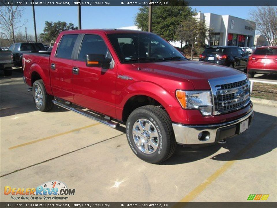 2014 Ford F150 Lariat SuperCrew 4x4 Ruby Red / Steel Grey Photo #6