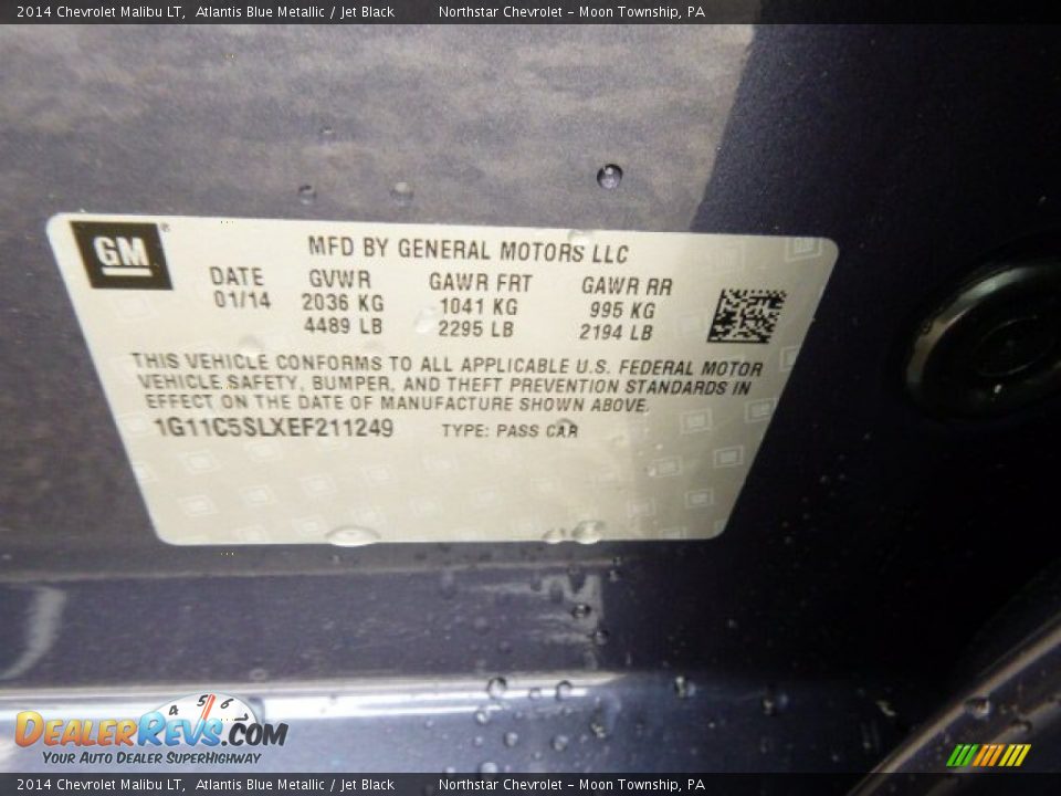 2014 Chevrolet Malibu LT Atlantis Blue Metallic / Jet Black Photo #20