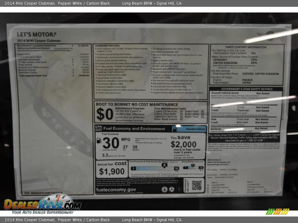 2014 Mini Cooper Clubman Pepper White / Carbon Black Photo #5