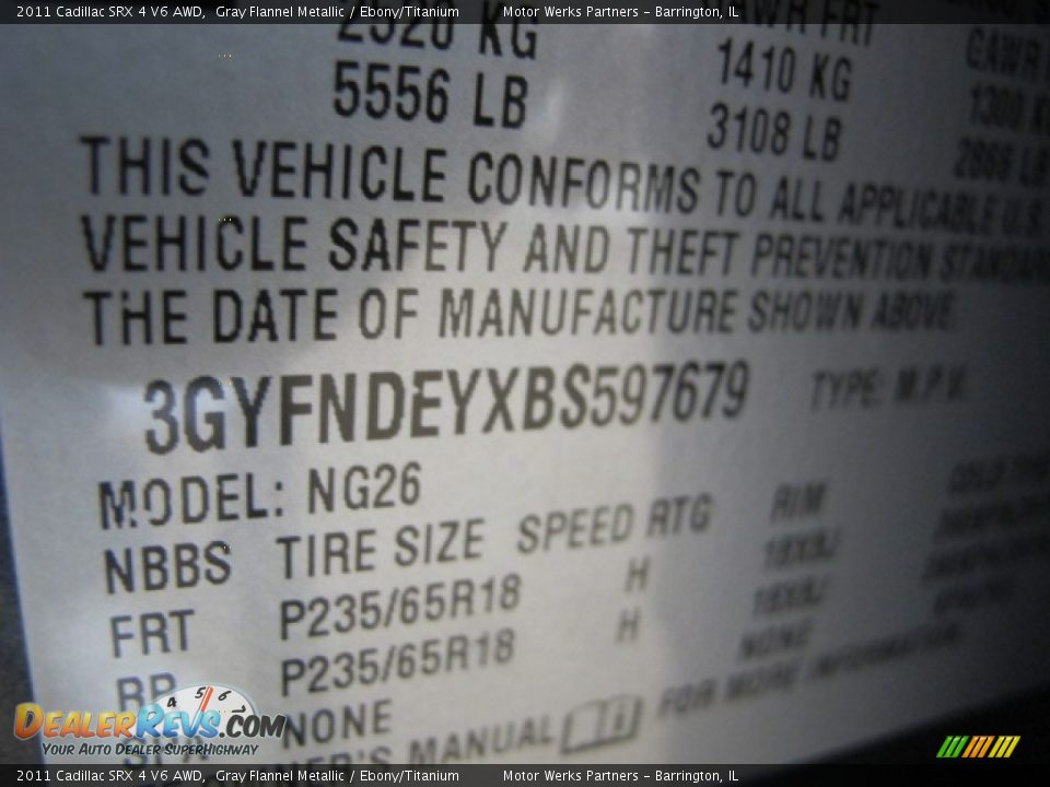 2011 Cadillac SRX 4 V6 AWD Gray Flannel Metallic / Ebony/Titanium Photo #32