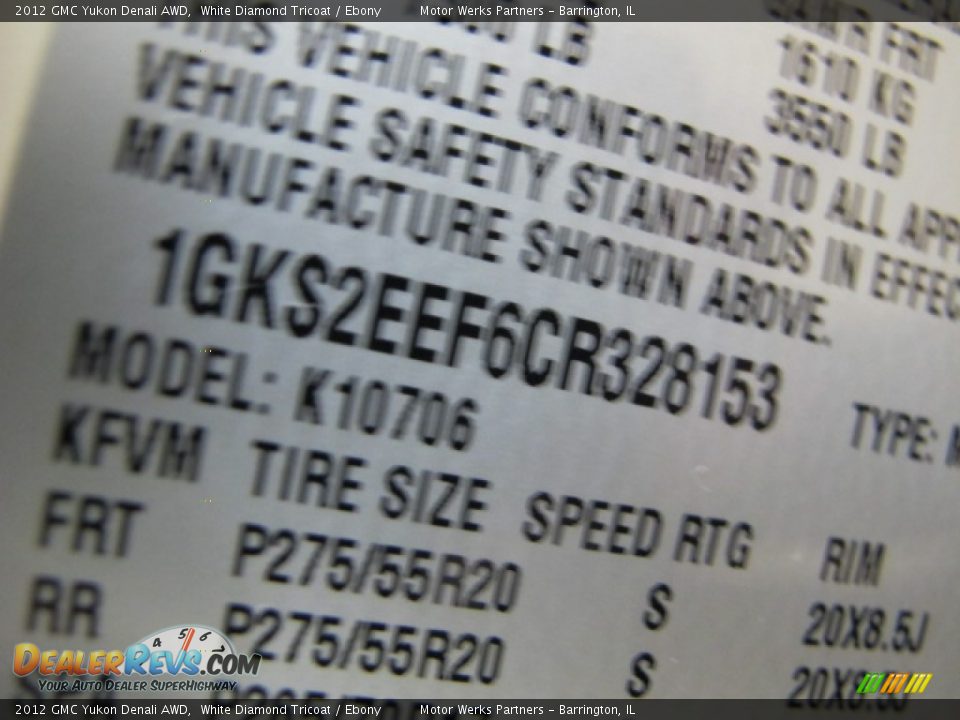 2012 GMC Yukon Denali AWD White Diamond Tricoat / Ebony Photo #33