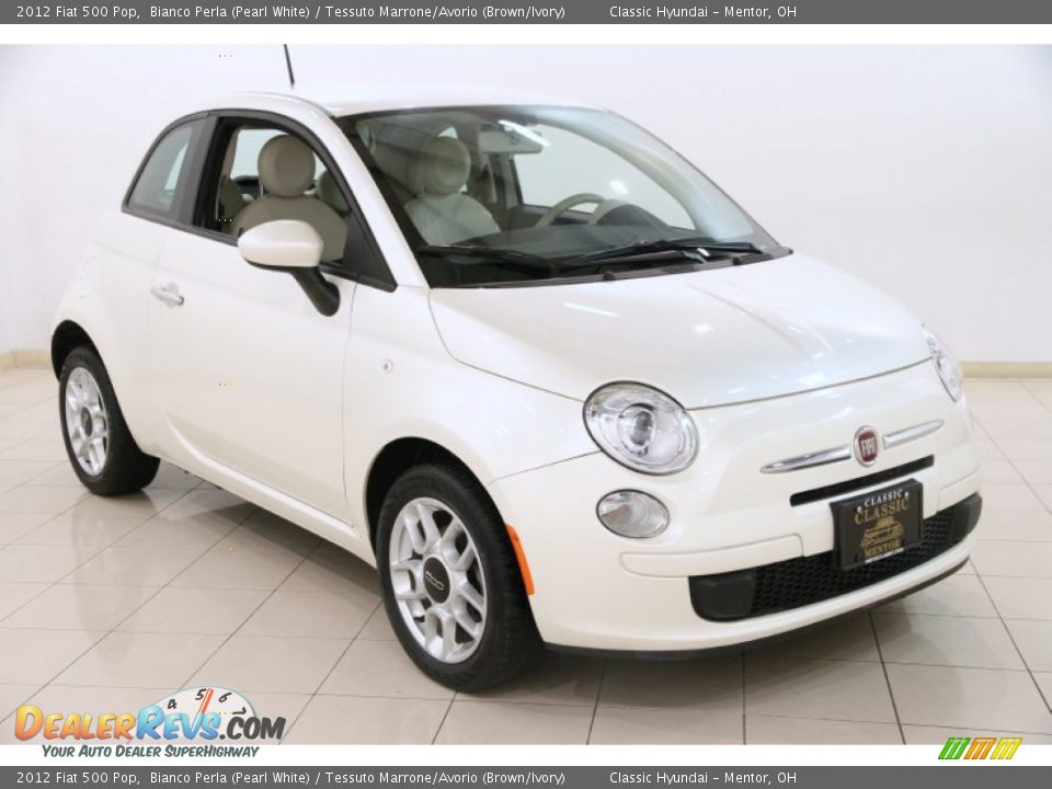 2012 Fiat 500 Pop Bianco Perla (Pearl White) / Tessuto Marrone/Avorio (Brown/Ivory) Photo #1