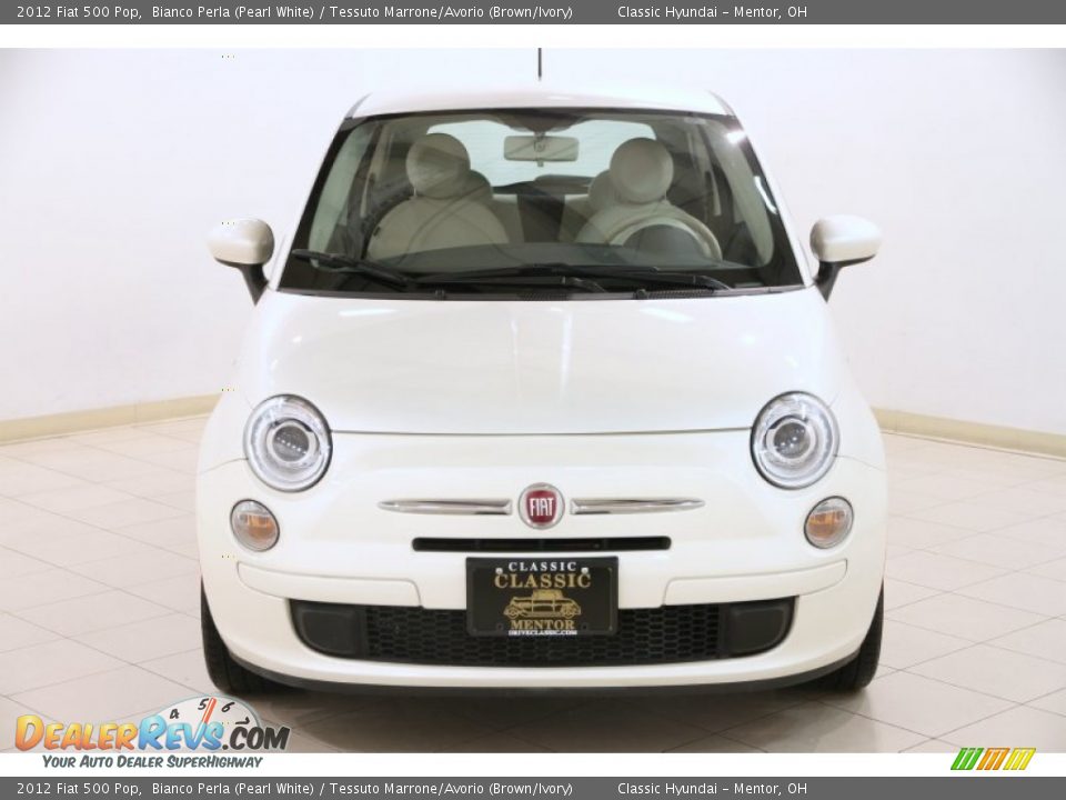 2012 Fiat 500 Pop Bianco Perla (Pearl White) / Tessuto Marrone/Avorio (Brown/Ivory) Photo #2